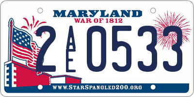 MD license plate 2AE0533
