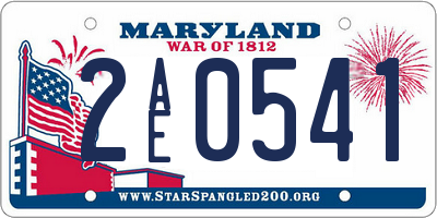 MD license plate 2AE0541