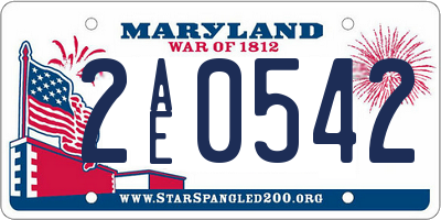 MD license plate 2AE0542