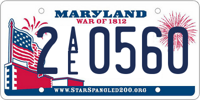 MD license plate 2AE0560