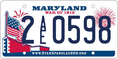 MD license plate 2AE0598
