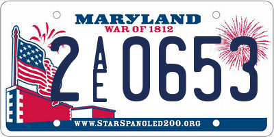 MD license plate 2AE0653