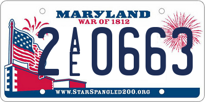 MD license plate 2AE0663