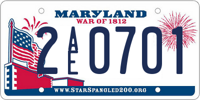 MD license plate 2AE0701
