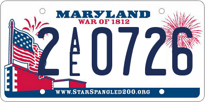MD license plate 2AE0726