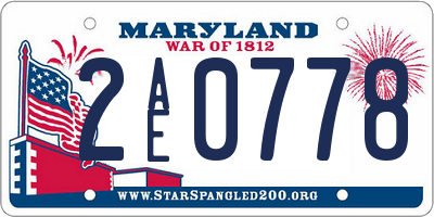 MD license plate 2AE0778