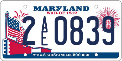 MD license plate 2AE0839