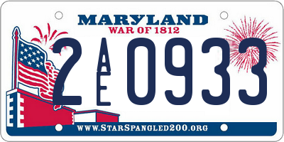 MD license plate 2AE0933