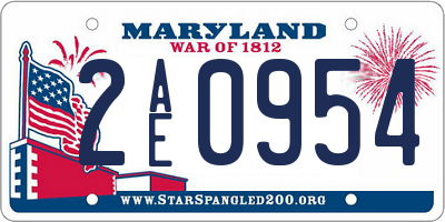 MD license plate 2AE0954