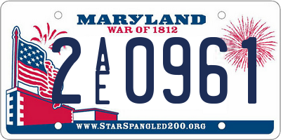 MD license plate 2AE0961