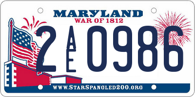 MD license plate 2AE0986