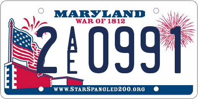 MD license plate 2AE0991