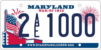 MD license plate 2AE1000