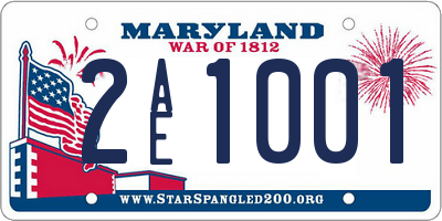 MD license plate 2AE1001