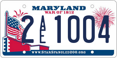 MD license plate 2AE1004