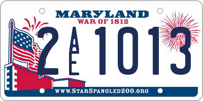 MD license plate 2AE1013