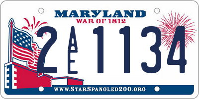 MD license plate 2AE1134
