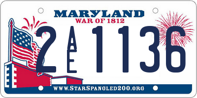 MD license plate 2AE1136