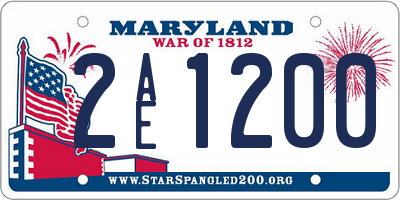 MD license plate 2AE1200
