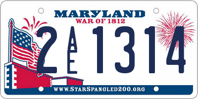 MD license plate 2AE1314