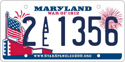 MD license plate 2AE1356
