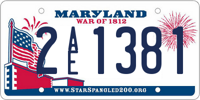 MD license plate 2AE1381
