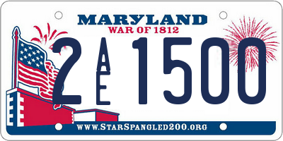 MD license plate 2AE1500