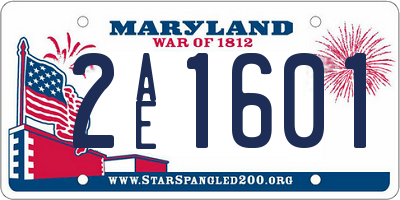 MD license plate 2AE1601