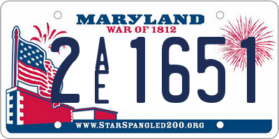 MD license plate 2AE1651