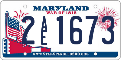 MD license plate 2AE1673