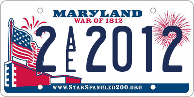 MD license plate 2AE2012