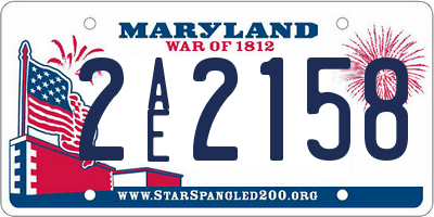 MD license plate 2AE2158