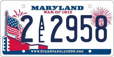 MD license plate 2AE2958