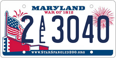 MD license plate 2AE3040