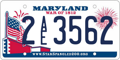 MD license plate 2AE3562
