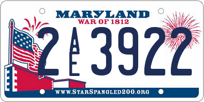 MD license plate 2AE3922