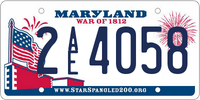MD license plate 2AE4058