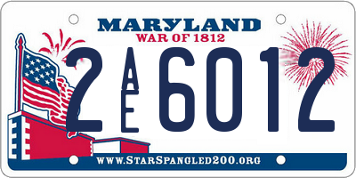 MD license plate 2AE6012