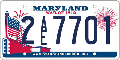 MD license plate 2AE7701
