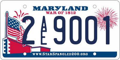 MD license plate 2AE9001
