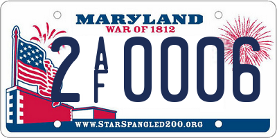 MD license plate 2AF0006