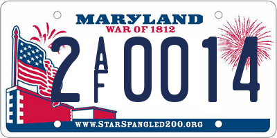 MD license plate 2AF0014