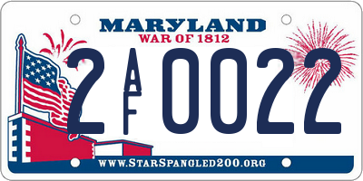 MD license plate 2AF0022