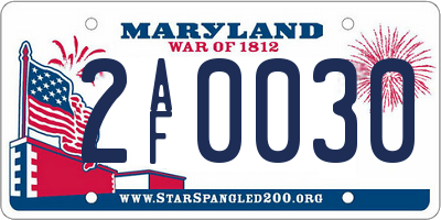 MD license plate 2AF0030