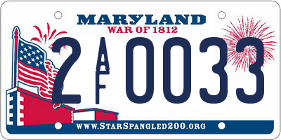 MD license plate 2AF0033