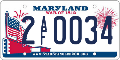 MD license plate 2AF0034
