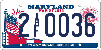 MD license plate 2AF0036