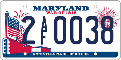 MD license plate 2AF0038