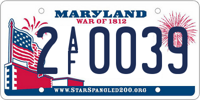 MD license plate 2AF0039