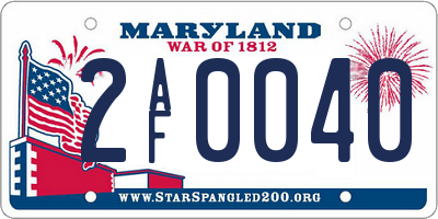 MD license plate 2AF0040